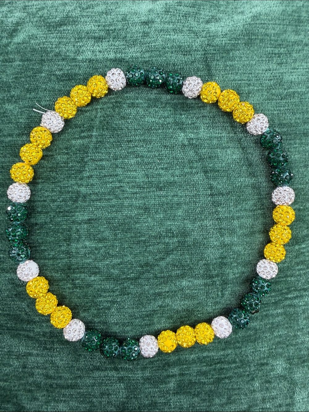 Crystal Ball Beaded Necklace - Yellow, Green & White